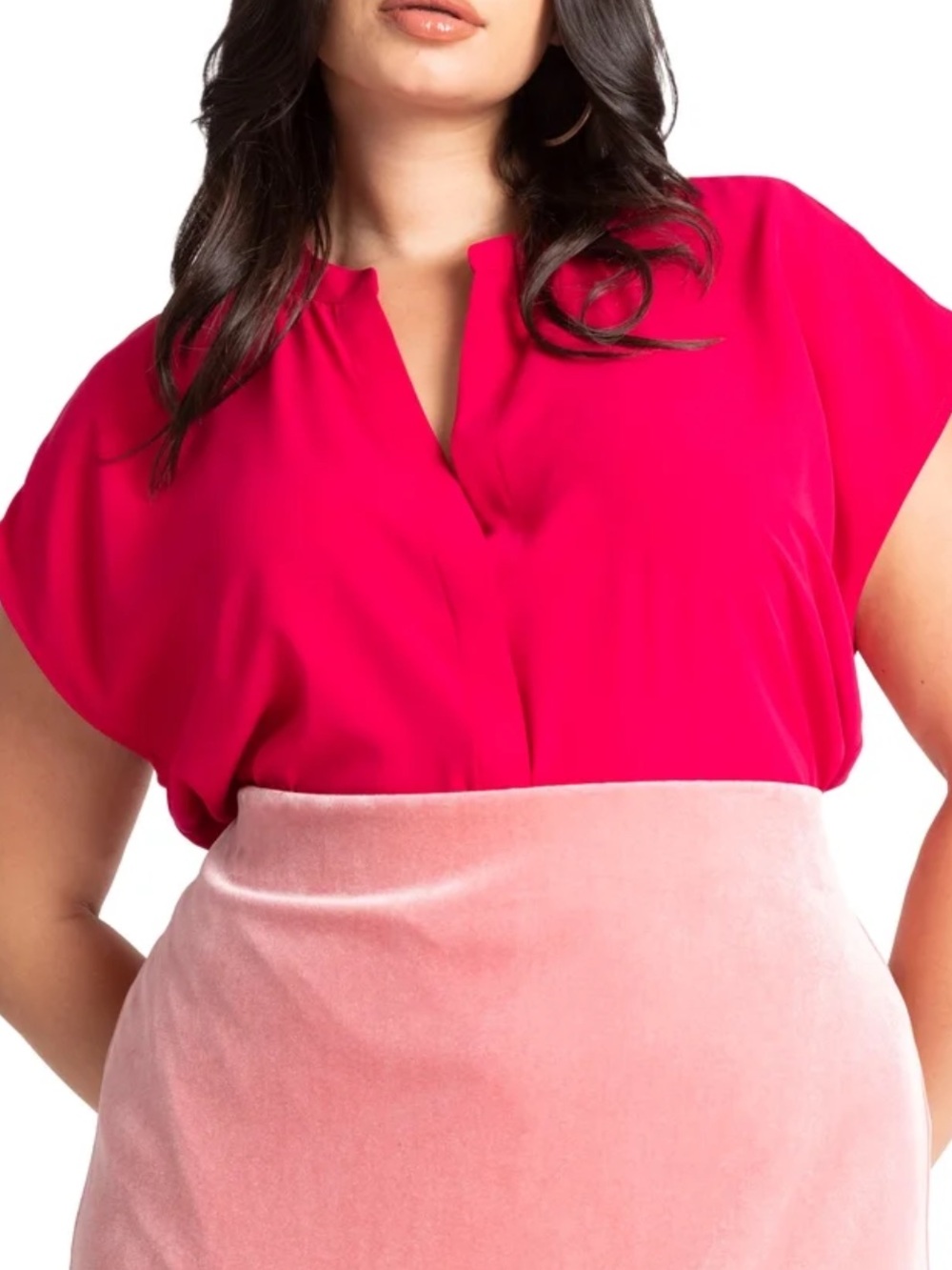 Eloquii Women's Plus Size Notch Collar Blouse Hot Pink Size 26